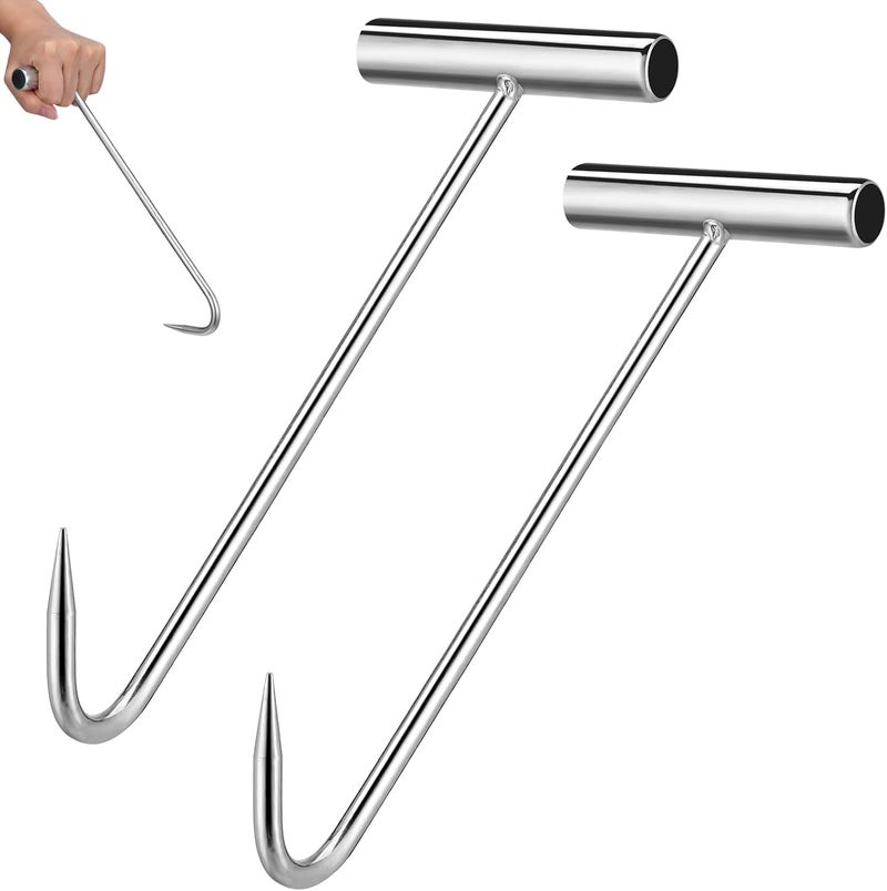 DOITOOL 2 قطع رافع غطاء بالوعة من الفولاذ المقاوم للصدأ، خطاف غطاء بالوعة، رافع غطاء بالوعة، خطافات رفع بالوعة، مفتاح غطاء بالوعة، أداة بالوعة لفتح أغطية بالوعة - رافعات بالوعة - Image 5